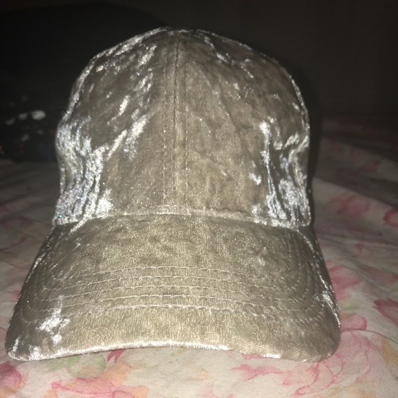 Crushed Velvet Cream Baseball Hat - Picture 1 of 4